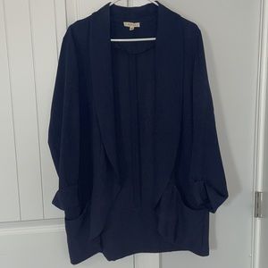 Navy Shawl Collar Blazer Jacket